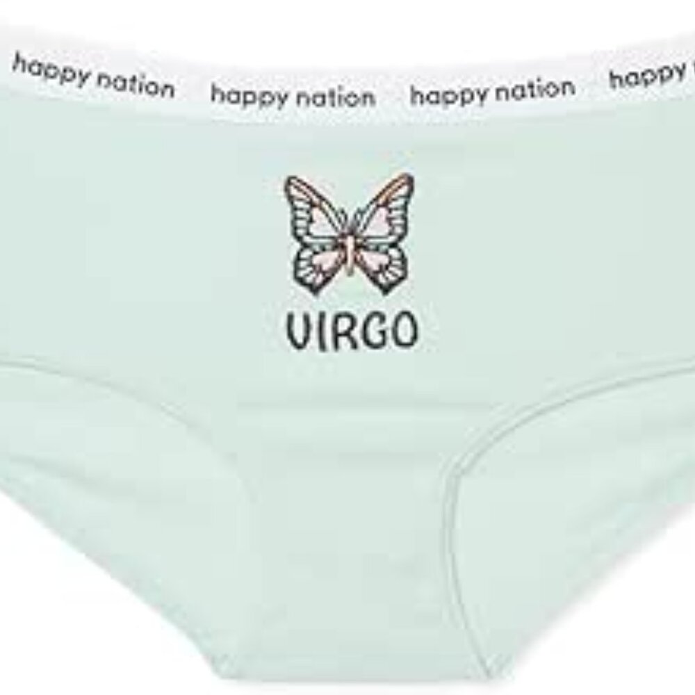 Happy Nation Girls Comfy Cotton Logo Hipster Underwear VIRGO Size XL /14-16